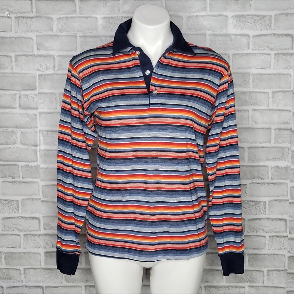 Vintage Primary Striped Long Sleeve Polo by JC Penney, size XL (18-20)